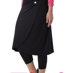 Black Midi Faux Wrap Snoga Athletic Skirt With Leggings!